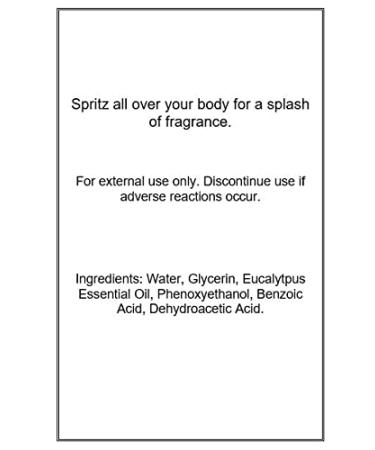 Eucalyptus Essential Oil Body Spray 2 ounces Body Mist for Women with Clean Light & Gentle Fragrance Long Lasting Perfume with Comforting Scent for Men & Women Cologne with Soft Subtle Aroma For 2 Fluid Ounces - Buy Online on GoSupps.com