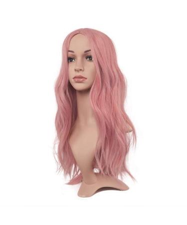 Shop 55 cm Pink Curly Wig - Synthetic Women s Long Wavy Party Wig with Middle Parting - Buy Online on GoSupps.com