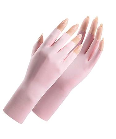 CURELIX Anti UV Gloves for Gel Nail Lamp, Professional Protection Gloves for Manicures, UV Sun Protection Gloves for Women Pink