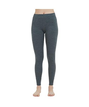 METARINO Merino Wool Base Layer Leggings for Women, Midweight Thermal Pants Grey Medium