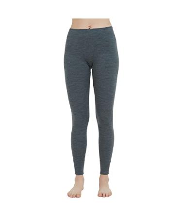 METARINO Merino Wool Base Layer Leggings for Women, Midweight Thermal Pants Grey Medium