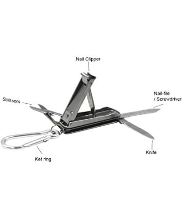 5in1 Multi Tool: Nail Clippers, Nose Hair Scissors, Nail Files, Knife, Screwdriver Key Chain - Ideal for Travel, Fishing, Hiking, Camping - Buy Online on GoSupps.com