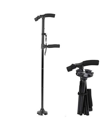 Walking Cane Folding Trekking Poles Double Handle Design with Flashlight Led Lights Adjustable Walking Stick for Old Men Get Up and Go