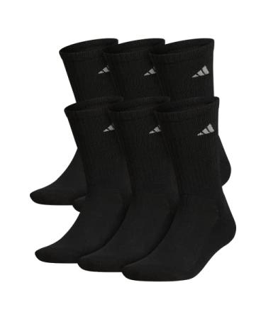 adidas Men's One Size Athletic Cushioned Crew Socks (6-Pair) X-Large Black/Aluminum 2