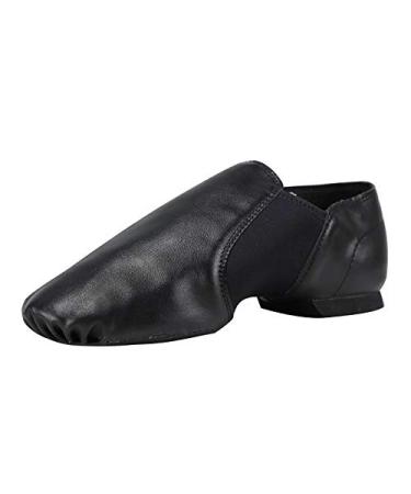 Linodes PU Leather Jazz Shoe Slip On Dance Shoes for Girls and Boys (Toddler/Little Kid/Big Kid) 2 Little Kid Black