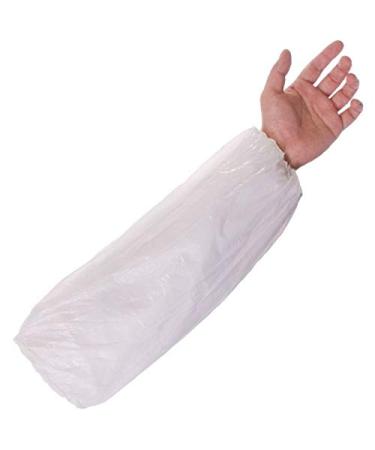 100 x Disposable Sleeves Over-Sleeve Water-Resistant Arm Cover Sleeve Protector with Elasticated Wrist (White)