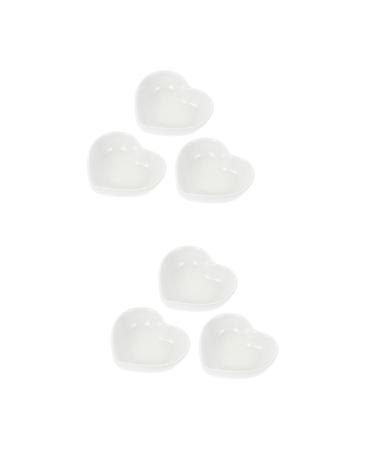 Zerodeko 6 Pcs Heart Shaped Ceramic Dish White Sauce Heart Shaped Plates Spoon White Plates Side Sauce Dishes Ceramic Craft Sauce Container Ceramics Seasoning Dish Heart-Shaped re-usable