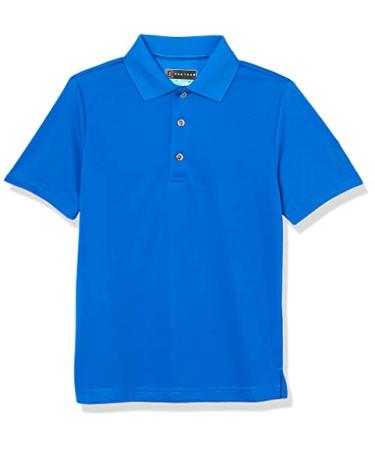 PGA TOUR Boys Short Sleeve Airflux Solid Polo Shirt Small Classic Blue