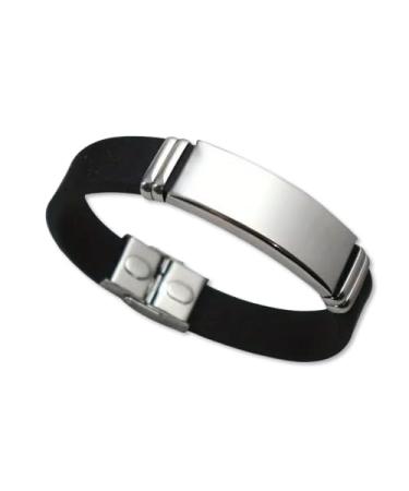 Engraved Stainless men's Bracelet Casual Style Silicone Band