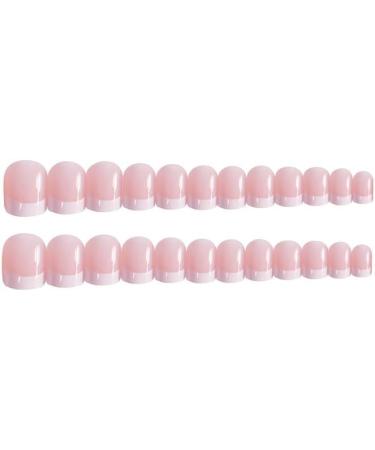 French Tip Press on Nails - Short Press On Nails with Nail Tips White edged pink Design Glossy press on nails Acrylic False Nails Cute Artificial Nails - Buy Online on GoSupps.com