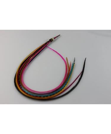 7"-10" in Length 8 Feathers in total- Happy Rainbow Mix Feathers Bonded At the Tip To Make One Extension.