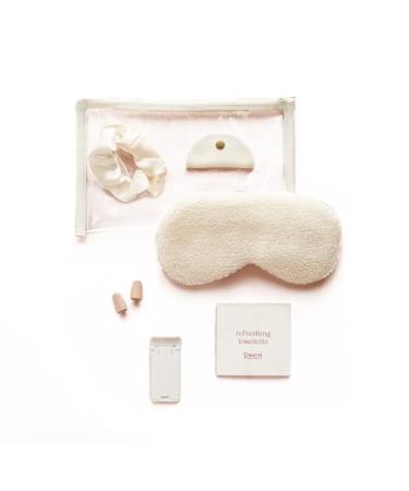 Pinch Provisions Travel Set  Travel Accessories for Long Journeys  Gift for Women  Contains Sleep Mask  Ear Plugs  Phone Stand  Cord Organizer  Silky Hair Scrunchie & More