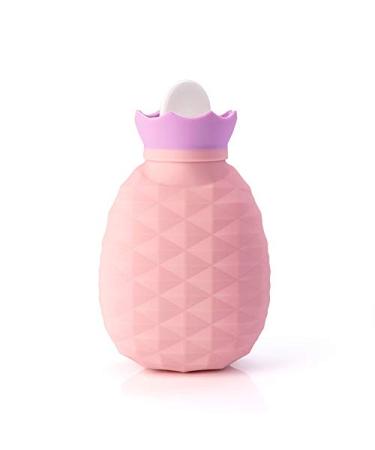 Hot water bottle for warm water with cover hand warmer made of natural rubber removable and washable for warmth 200 ml (pink)