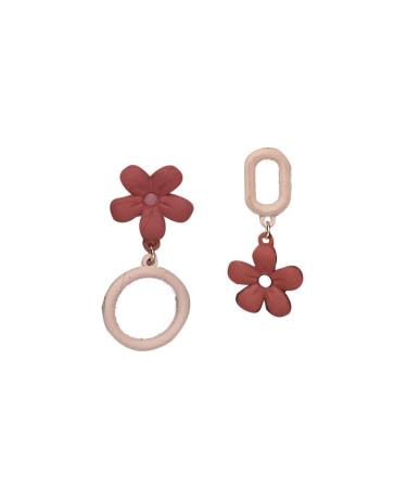 Fashion Earrings Asymmetric Acrylic Flowers Temperament Earrings Colors Red and Brown Sweet Gentle Lovely Party Banquet Jewelry Dainty Earrings Fashion Accessories