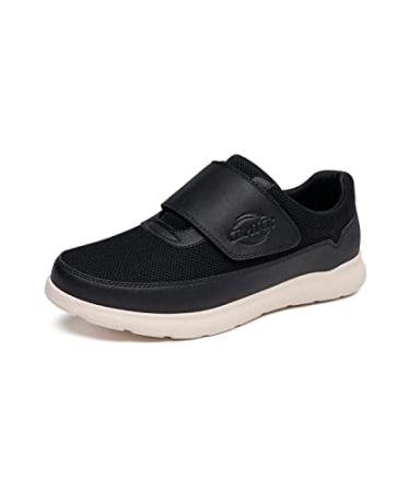 CBMTCR Men's Wide Width Walking Shoes with Adjustable Closure Lightweight for Diabetic Swollen Feet-SK7 11 Wide Black