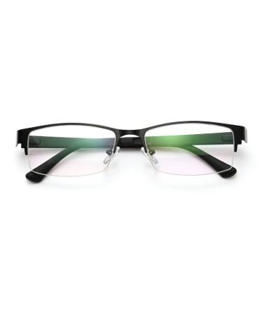 PARWANA HD Eyeglasses Reading Glasses Half-Frame Computer Readers Anti Eyestrain Flat Light Mirror for Women/Men +100 Gun-black