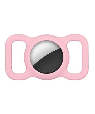 iPet Dog Tracker Protective Case Compatible with Apple AirTag Tracker Device Durable and Flexible Cat and Dog Collar Tracker Holder Waterproof Dog Tag Holder Universal Fit for Collars (Pink)