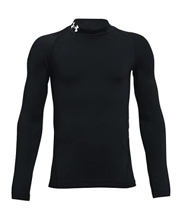 Under Armour Boys' ColdGear Mock Long Sleeve T-Shirt Black (001)/White Medium