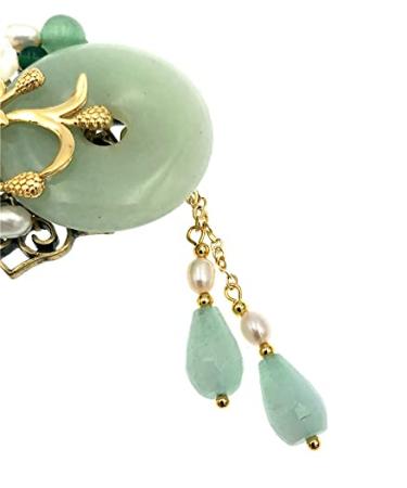 Chinese Lucky Jade Hairpin Vintage Tassel Hair Clip Hanfu Accessory - Women's Antique Cosplay Gift - Buy Online on GoSupps.com