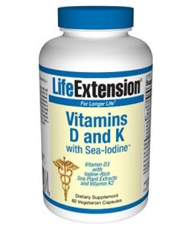 Life Extension Vitamins D and K with Sea-Iodine 60 Capsules