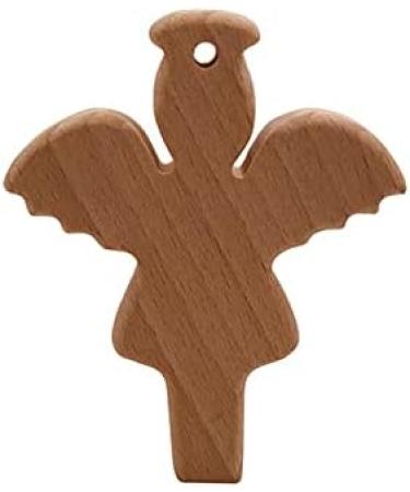 Angel Baby Cartoon Wood Teether Set - Natural Beech Teething Toy (2pcs) - Buy Online on GoSupps.com