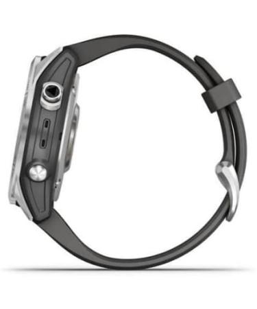 Garmin fenix 7S, smaller sized adventure smartwatch, rugged outdoor watch with GPS, touchscreen, health and wellness features, silver with graphite band, 010-02539-00 - Buy Online on GoSupps.com
