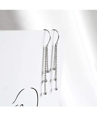 Ear Stud Earrings for Women Peas Round Beads Tassel Ear Clips Personality Temperament Female Long Fashion Ear Line Party Gift e Ear Studs - Buy Online on GoSupps.com