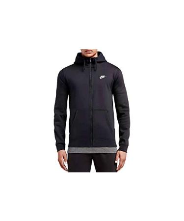 Men's Nike Sportswear Club Full Zip-Up Hoodie Black/Black/White Large