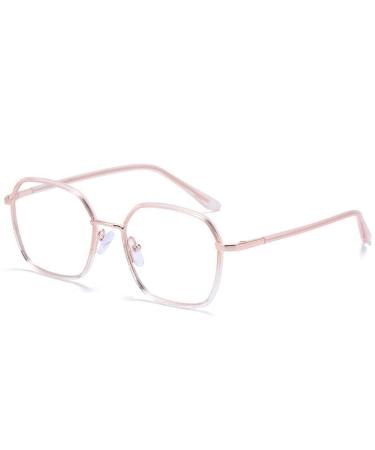 Anti Eyestrain Computer Readers Sturdy Reading Glasses Blue Light Blocking Flat Light Mirror Eyeglasses +0.00 Pink