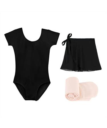 American Trends Ballet Leotards for Girls with Dance Skirt and Dance Tight Short-Sleeve Dance Dress Set Black 2-3T - Buy Online on GoSupps.com