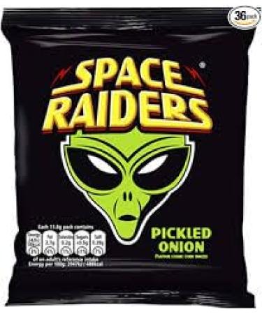 Space Raiders Shaped Corn Snacks Crisps (Pickled Onion 36 x 25g)