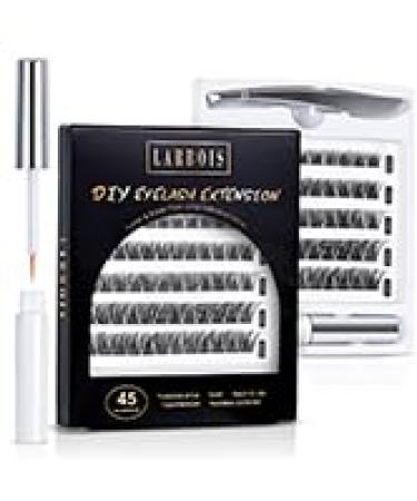 Individual Eyelashes with Glue Larbois 45 Clusters False lashes Natual Look Eyelashes Self Adhesive Reusable Soft Fluffy Latex Free Russian Lashes Eyelash Extensions Clear Glue 10-16mm-01 45 clusters kit - 01