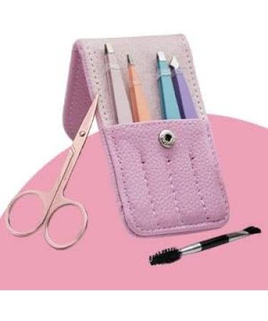 6-Piece Professional Stainless Steel Tweezers Set in Pink Leather Case - Buy Online on GoSupps.com