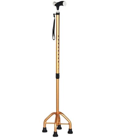 Old Man Crutch Telescopic Four Feet Walking Stick Small Square Cane Seniors Non-Slip Single-Turn Adjustable Disabled People Walker Present