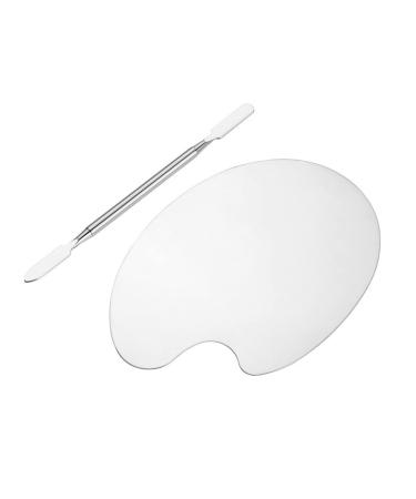 OUSIKA Stainless Steel Makeup Blender Polishing Mixing Plate Foundation Eyeshadow Mixing Palette Spatula Stick Tool Color