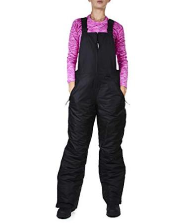 Arctic Quest Womens Insulated Water Resistant Ski Snow Bib Pants Large Full Coverage Black