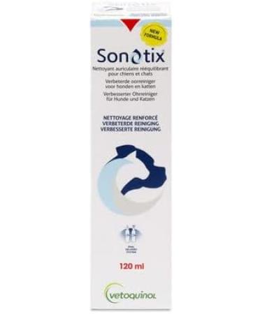 Vetoquinol Sonotix Ear Cleaner for Dogs & Cats | 120ml | Effective Cerumen Removal | Includes Flexible & Short Applicators | International Shipping Available - Buy Online on GoSupps.com
