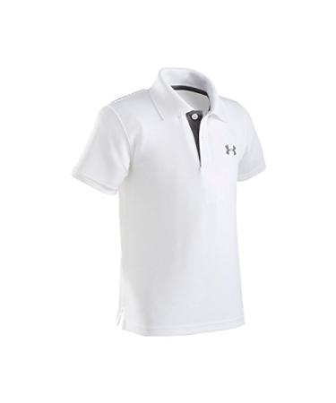 Under Armour Boys' Ua Logo Short Sleeve Polo 5 White/ Carbon Heather/ Graphite
