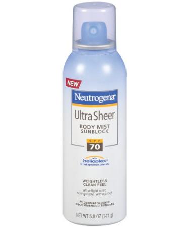 Neutrogena Ultra Sheer Sunblock Body Mist SPF 70 5 Ounces (Pack of 2)