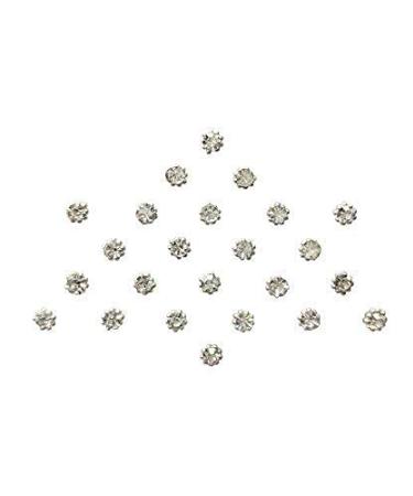 Indian Bollywood Forehead Stickers Diamond Design Jewelry Collection Small Stone Bindi (Silver)