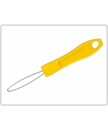 Button aid dressing aid with plastic handle button hook yellow