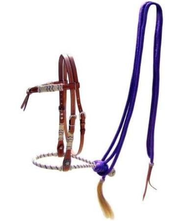 Showman Leather Futurity Knot Headstall with Rawhide Bosal & Nylon Mecate Reins - Horse Tack - Buy Online on GoSupps.com