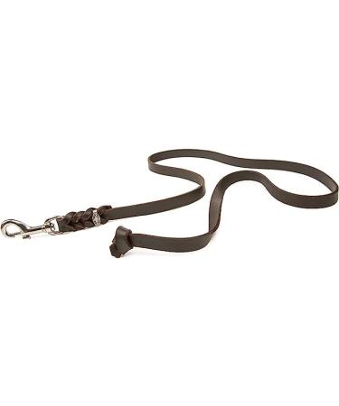 Copcopet - Dog leash brown made of premium cowhide - soft drag line for dogs with chromic carabiner - braided fat leather line without hand loop - dog accessories made in Germany (5m x 10mm) 5 m x 10 mm brown