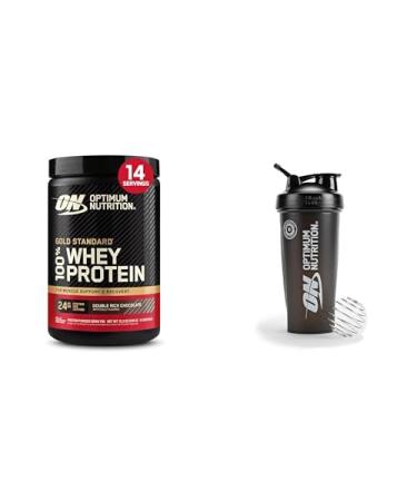 Bundle of Optimum Nutrition Gold Standard 100% Whey Protein Powder Double Rich Chocolate 1 Pound (Pack of 1) + Optimum Nutrition Shaker Cup 28oz Pack of 1