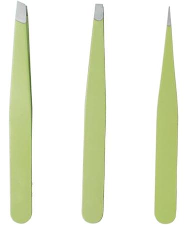 bxd Eyebrow Tweezers Set (3 Pieces) - Stainless Steel Precision Tools for Eyebrows, Beards, Ingrown Hairs, Blackheads, and Tick Removal - Green - Buy Online on GoSupps.com