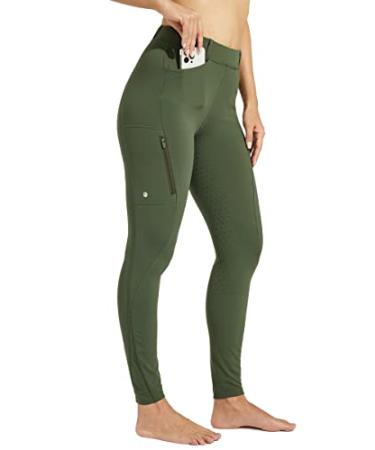 Willit Women's Fleece Riding Breeches Winter Horse Riding Pants Tights Equestrian Thermal Schooling Tights Army Green Medium