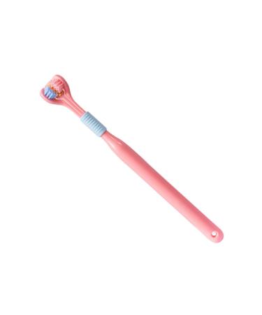 Yusseqdd sensory toothbrush gentle and effective dental care plastic toothbrush with three heads for tooth cleaning triple toothbrush 418 girls pink adults