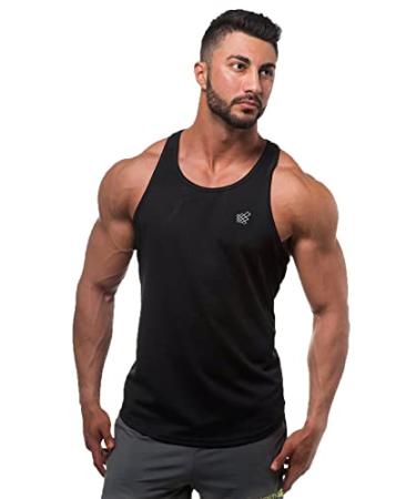 Jed North Men's DRI-FIT Microfiber Bodybuilding Stringer Tank Top Weight-Training Y-Back Racerback XX-Large Black