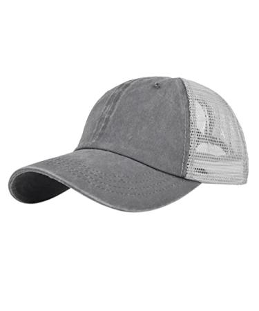Trucker Caps for Men Outdoor Unisex Baseball Mesh Cap Open Back Solid Color Sun Hat Cap Sport Cap Ladies Caps 1-grey One Size