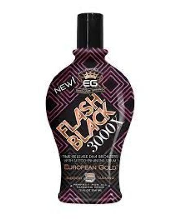 European Gold Flash Black 3000X Indoor Tanning Lotion with Time-Release DHA Bronzers  12 oz